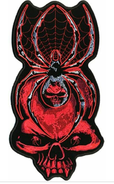 Black Widow Spider on Skull Head Patch